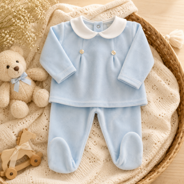 Completo in ciniglia neonato celeste | AI | 59903 | BBD