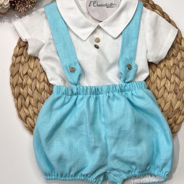Pagliaccetto Turchese con camicina 25198 JL