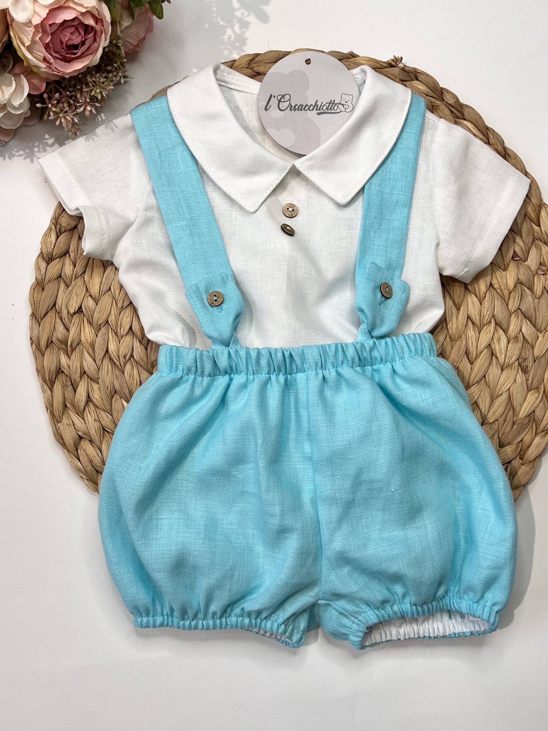 Pagliaccetto Turchese con camicina 25198 JL