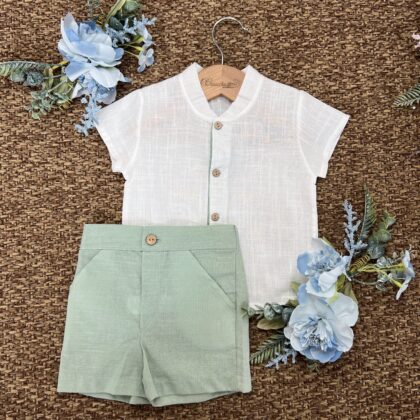 Completo lino con pant verde 11154 Cl