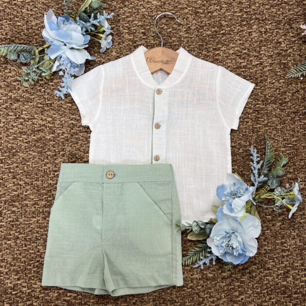 Completo lino con pant verde 11154 Cl