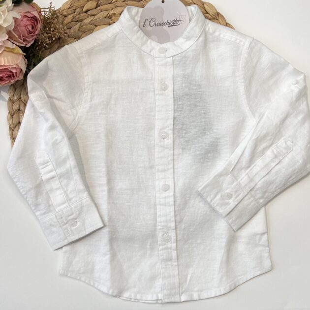 Camicia Bianca Lino collo coreana  SB