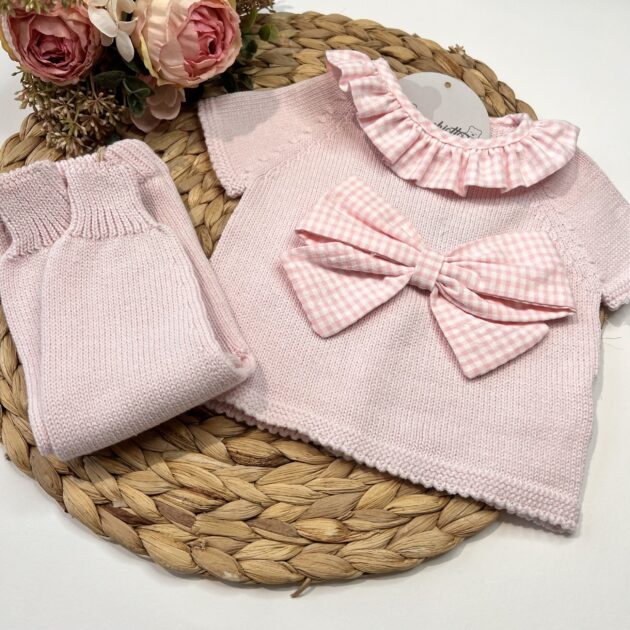 Completo Rosa 2 pezzi con pant, lungo Fiocco e Volant MLI25081