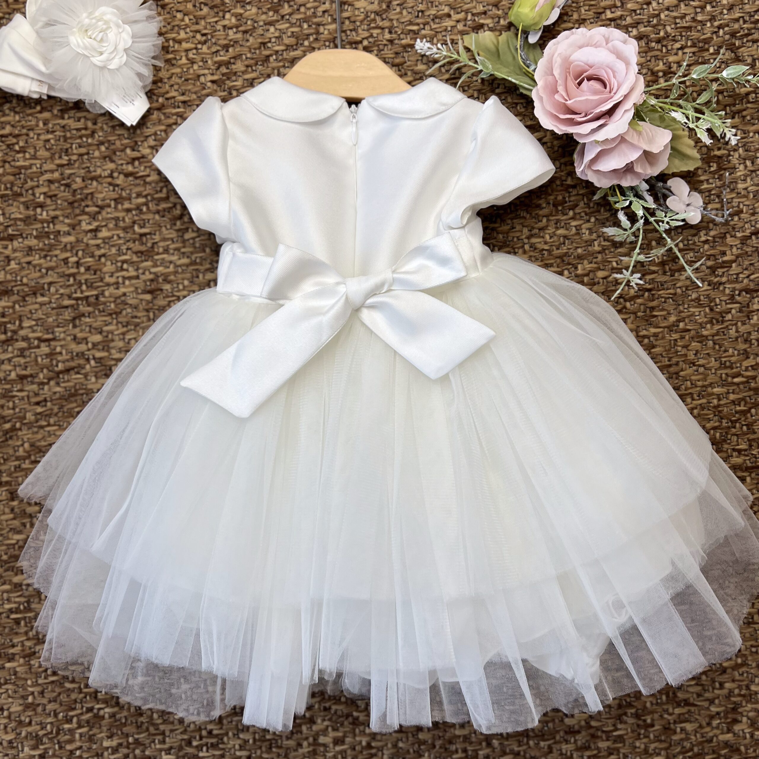 Abitino Organza + Fascetta con Fiore Bianco 3A775 MB - immagine 7