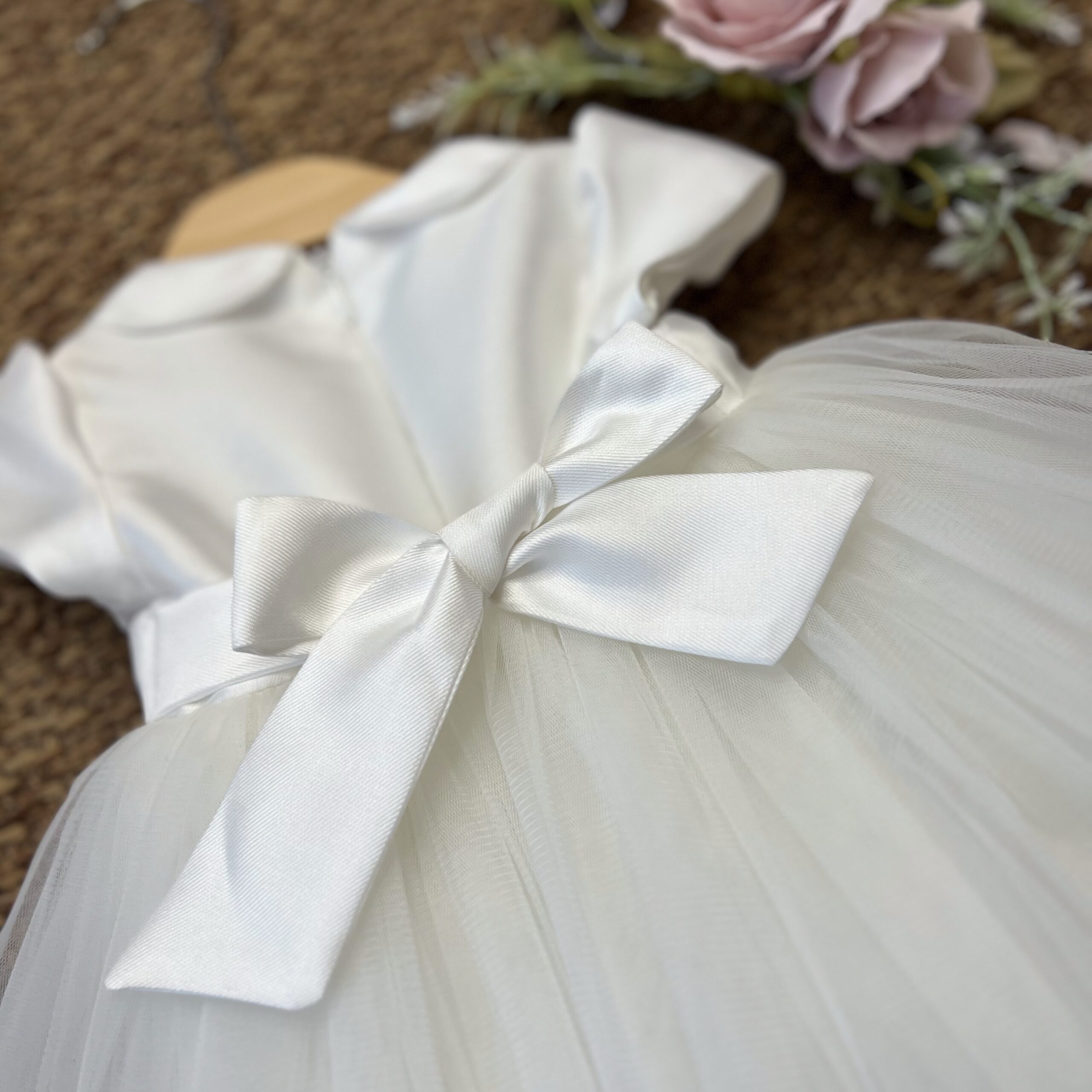 Abitino Organza + Fascetta con Fiore Bianco 3A775 MB - immagine 6