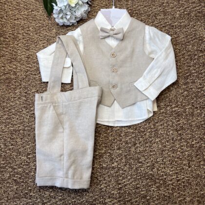 Completo con Gilet Misto Lino Crema PR