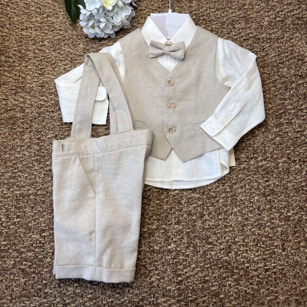 Completo con Gilet Misto Lino Crema PR