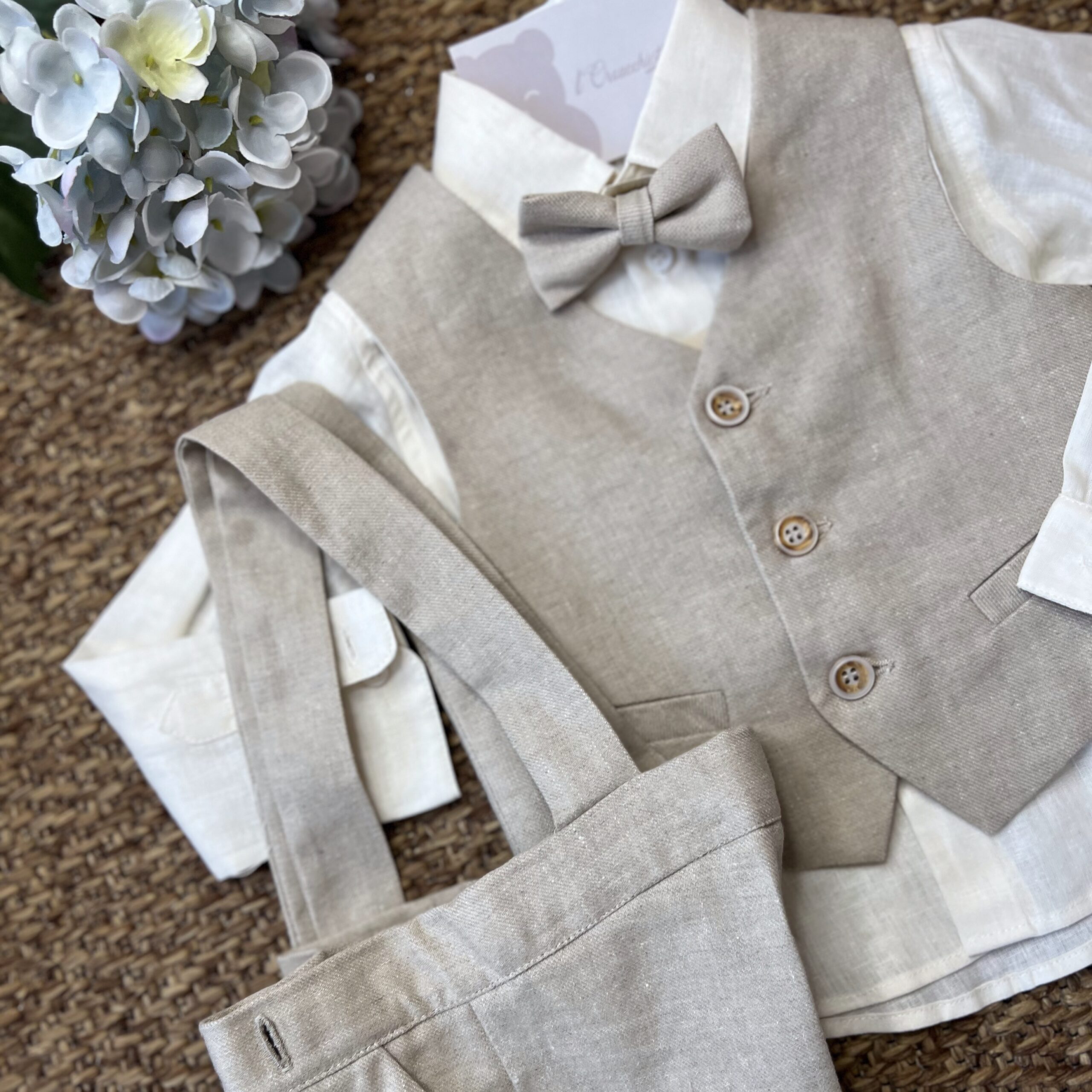 Completo con Gilet Misto Lino Crema PR - immagine 3