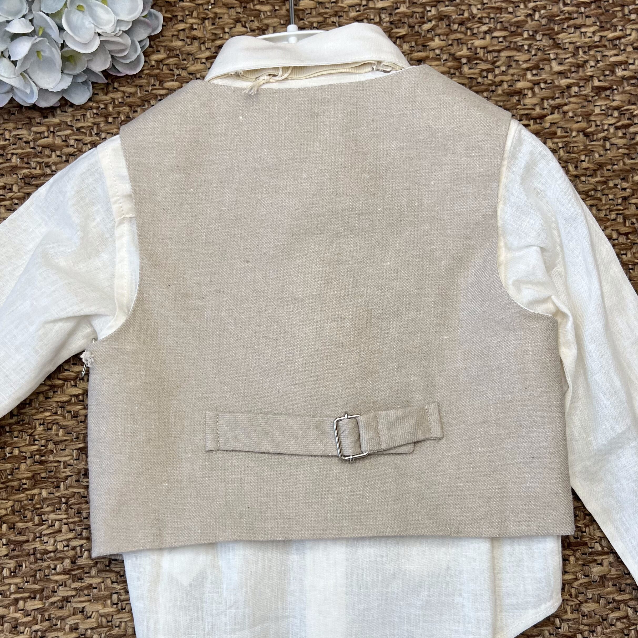 Completo con Gilet Misto Lino Crema PR - immagine 4