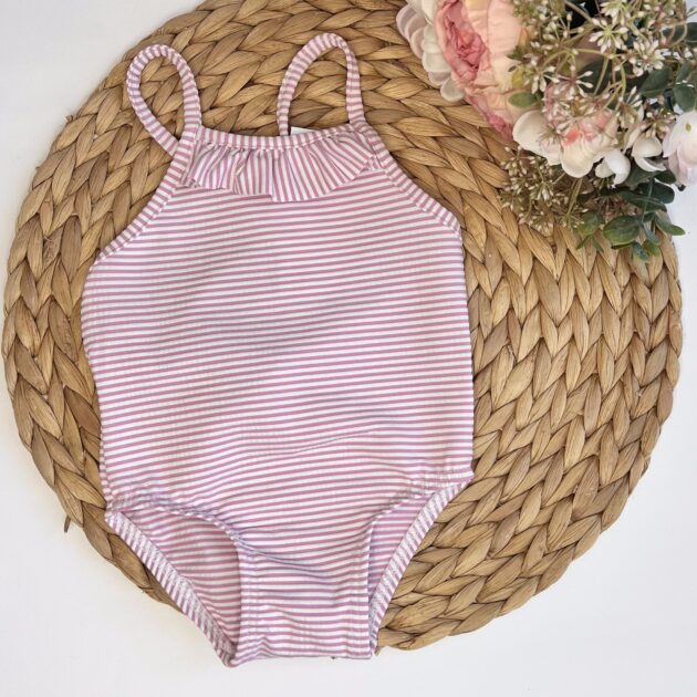 Costume intero righe rosa 23806 CL