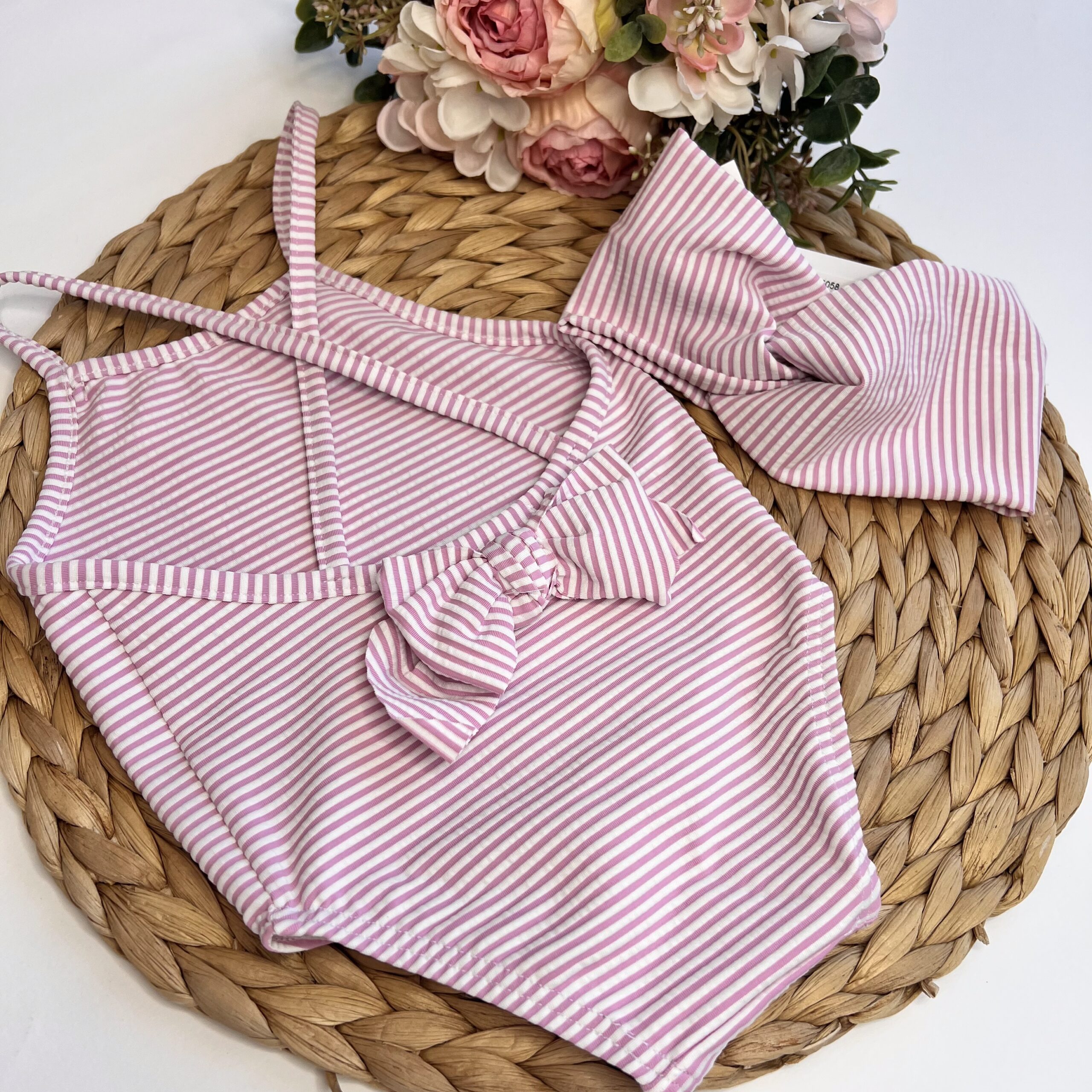 Costume intero righe rosa 23806 CL - immagine 2
