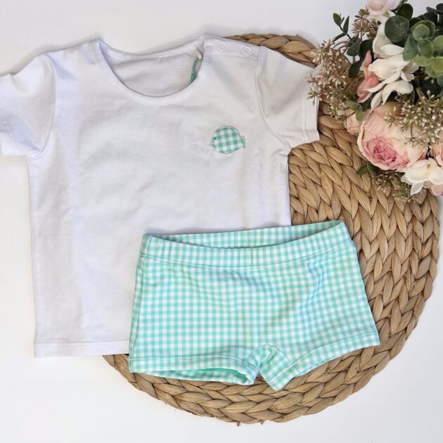 Costume + t-shirt Pesciolino Vichy YM