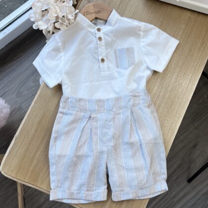Completo Pant.Corto Righe Crema Celeste con Camicia Koreana 57101-180 JJB