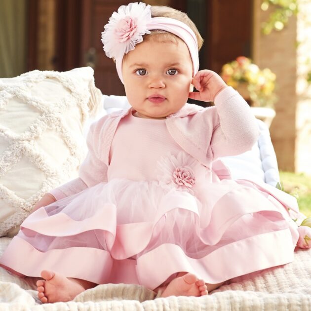 Abito Rosa Tulle Fiore MB