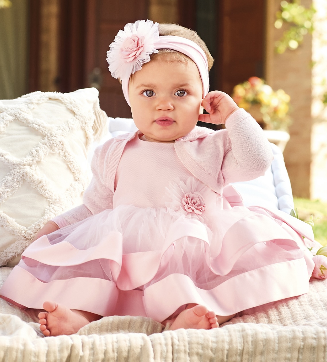 Abito Rosa Tulle Fiore MB