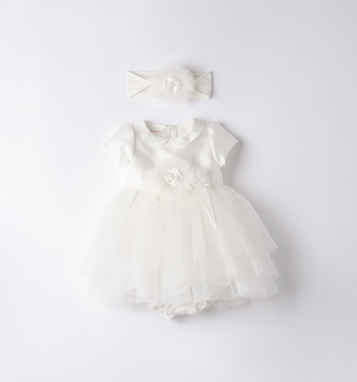 Abitino Organza + Fascetta con Fiore Bianco 3A775 MB - immagine 2