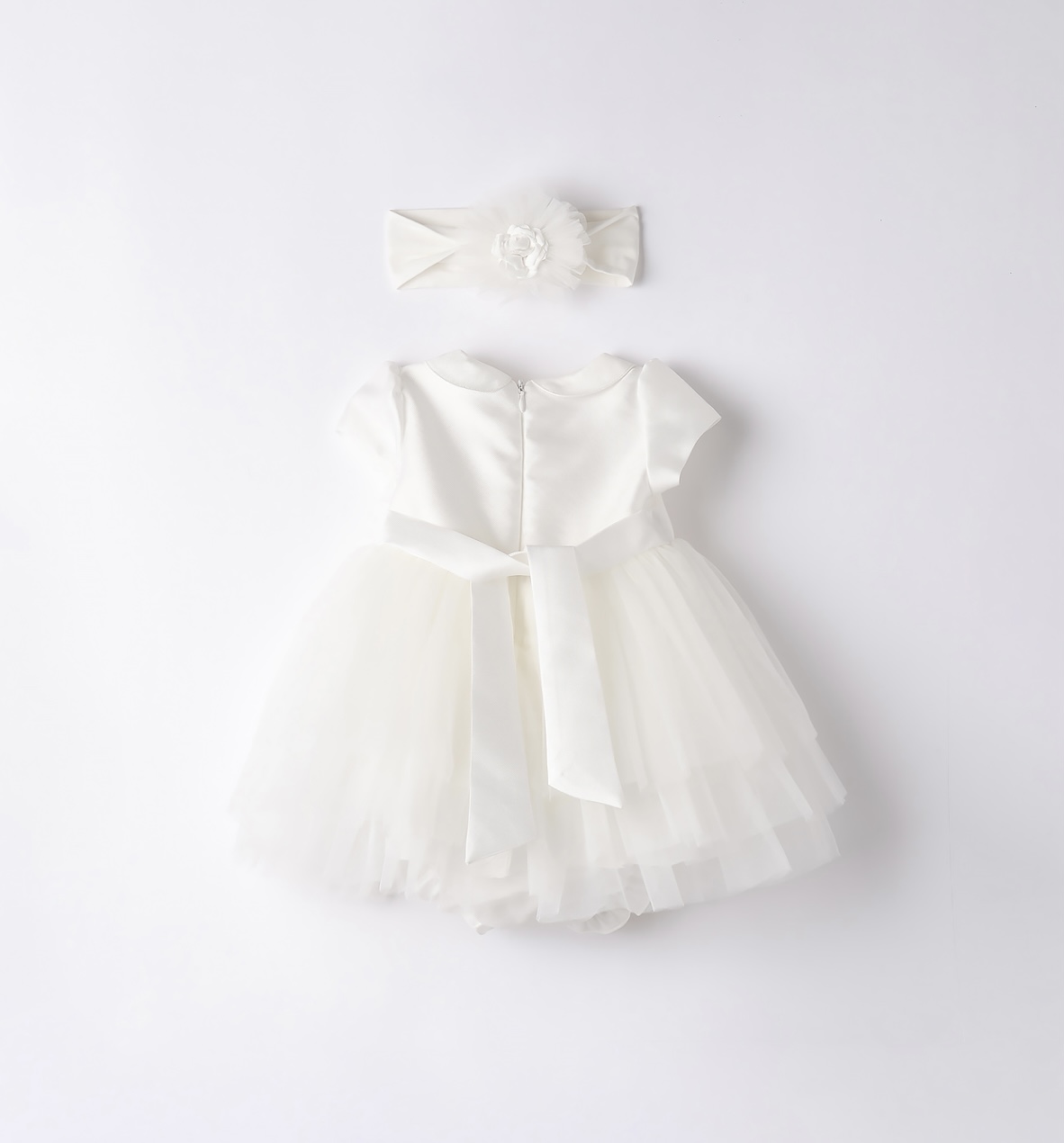 Abitino Organza + Fascetta con Fiore Bianco 3A775 MB - immagine 3