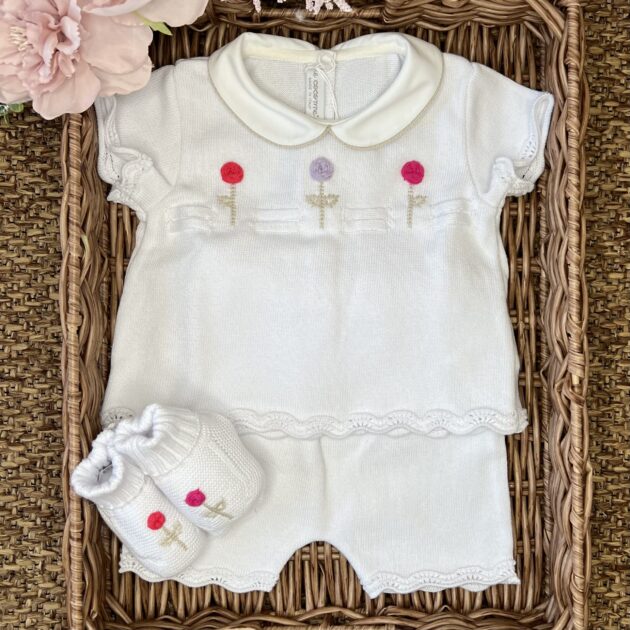 Completo 2 pezzi Fiori con babbucce LCN2471