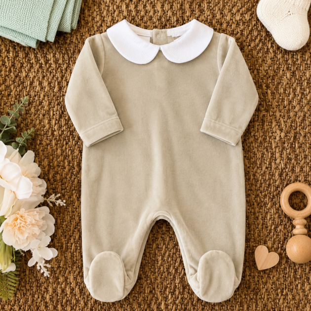 Tutina ciniglia beige con colletto tondo 31 P&L