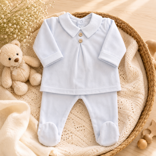 Completo con ghettina neonato Celeste caldo cotone | AI |  11171 | CL