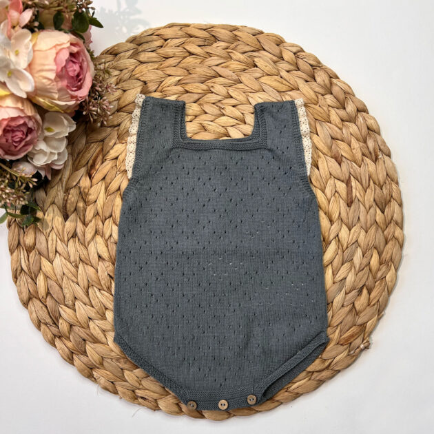 Pagliaccetto Traforato Con Merletto Blu Jeans L&M