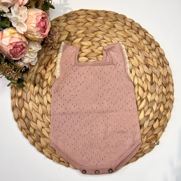 Pagliaccetto Traforato Con Merletto Rosa Antico L&M