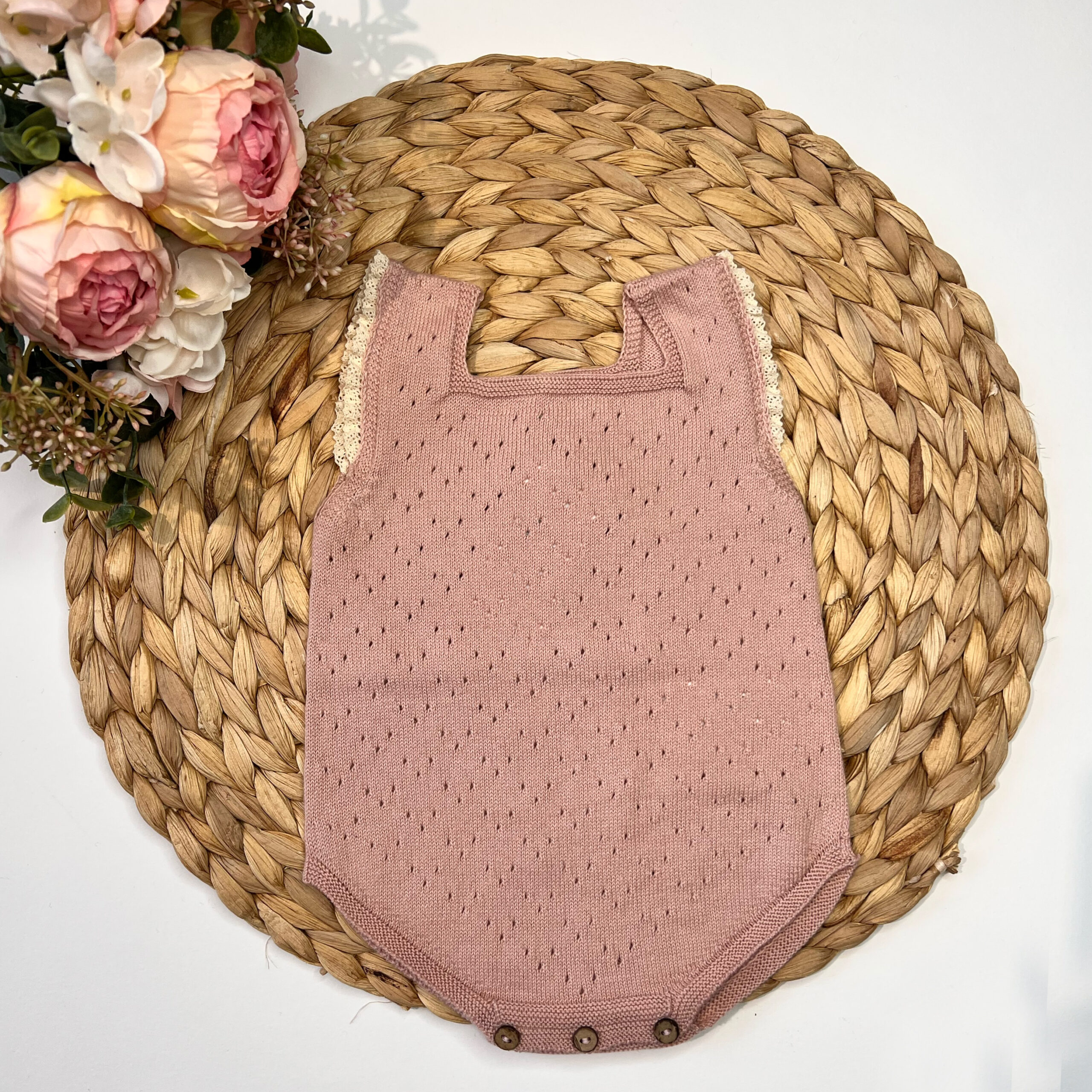 Pagliaccetto Traforato Con Merletto Rosa Antico L&M