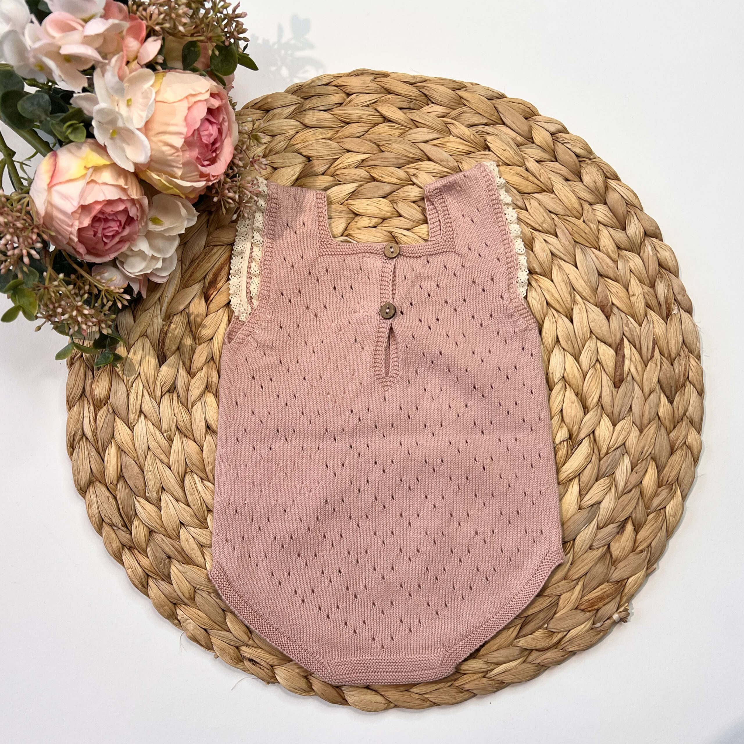 Pagliaccetto Traforato Con Merletto Rosa Antico L&M - immagine 2