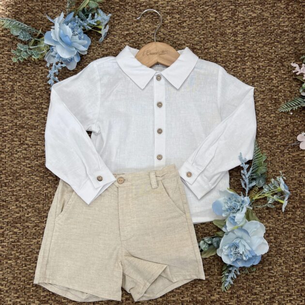 Pant. corto e camicia m/l in lino 41407 BBD