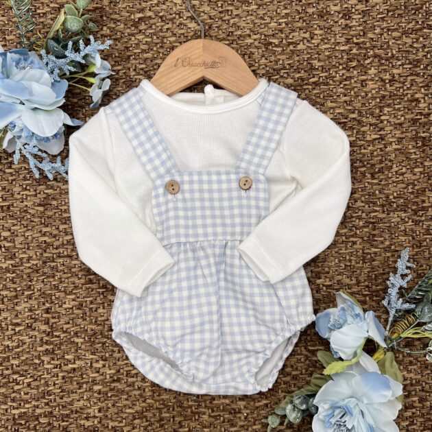 Pagliaccetto vichy celeste con maglia 11179 CL