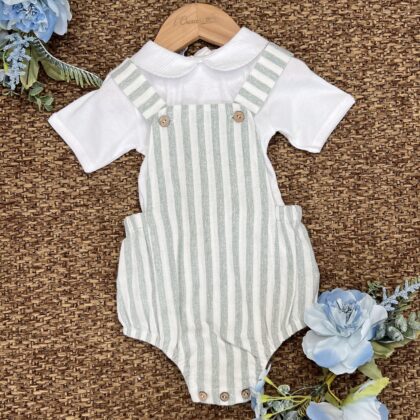 Salopette righe verde 30409 BBD