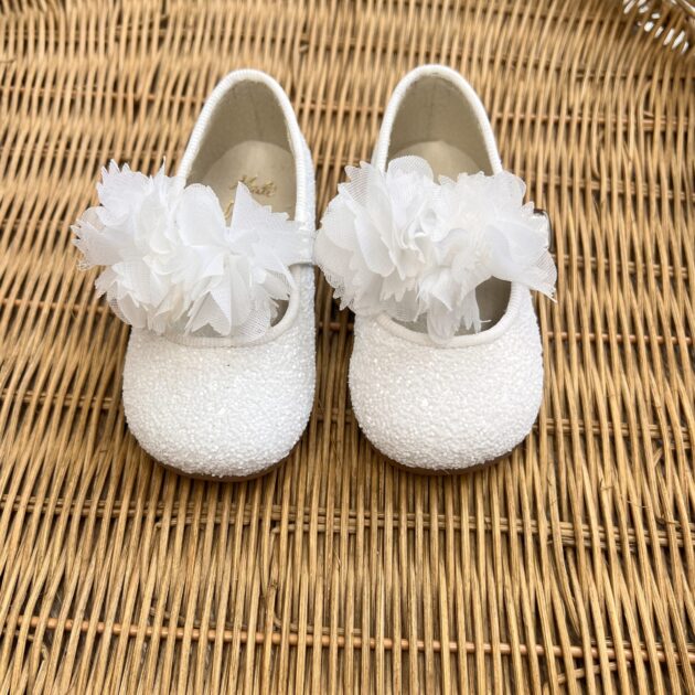 Scarpina Fiori Bianca B3402 PNN