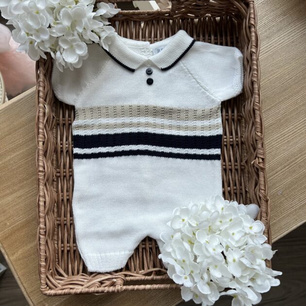 Pagliaccetto righe beige e blu 25161