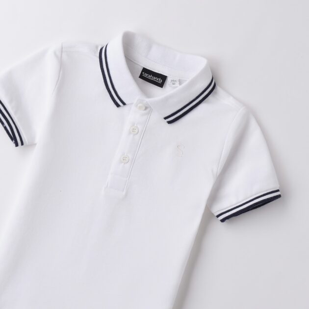 Polo Bianca dettagli Blu SB