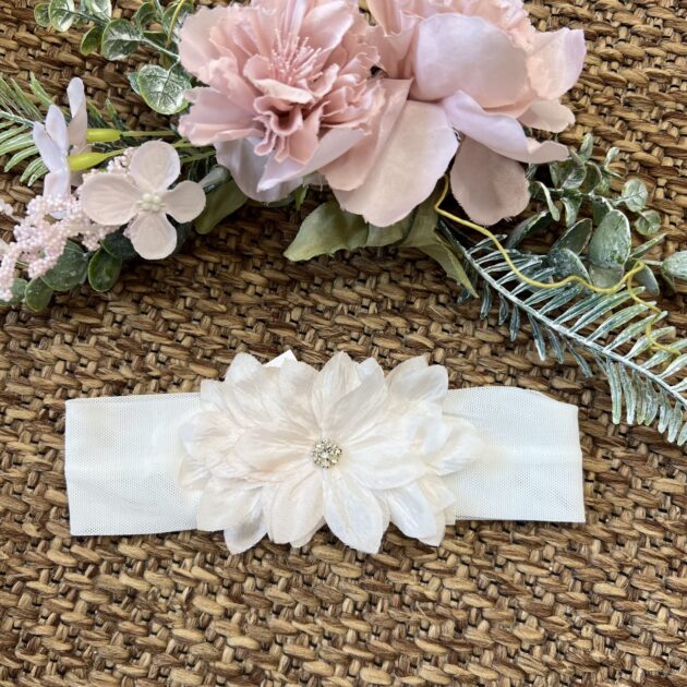 Fascia fiore rosa con strass Giorgia