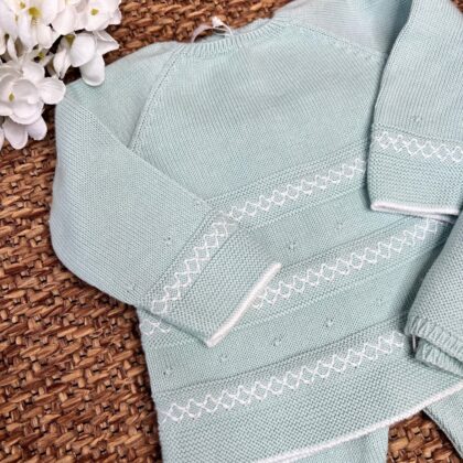 Coprifasce neonato verde con ghettina e cappellino | Filo di cotone 103-123465 Pz