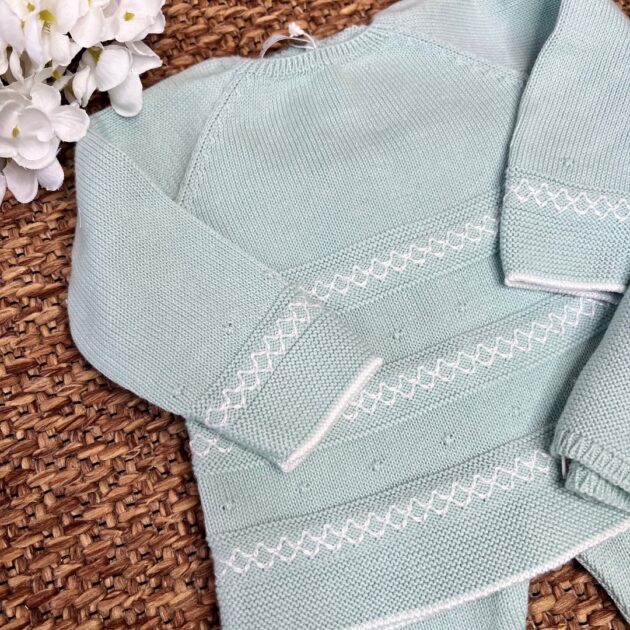 Coprifasce neonato verde con ghettina e cappellino | Filo di cotone 103-123465 Pz
