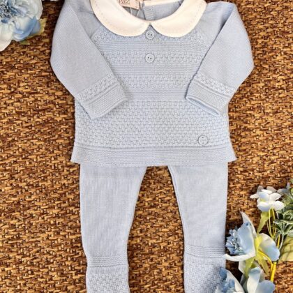 Coprifasce neonato celeste con colletto impunture | Filo di cotone 003-123411 Pz