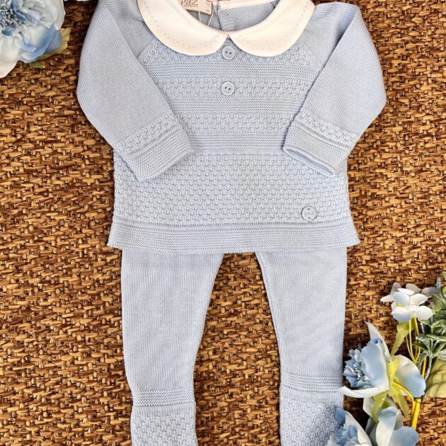 Coprifasce neonato celeste con colletto impunture | Filo di cotone 003-123411 Pz