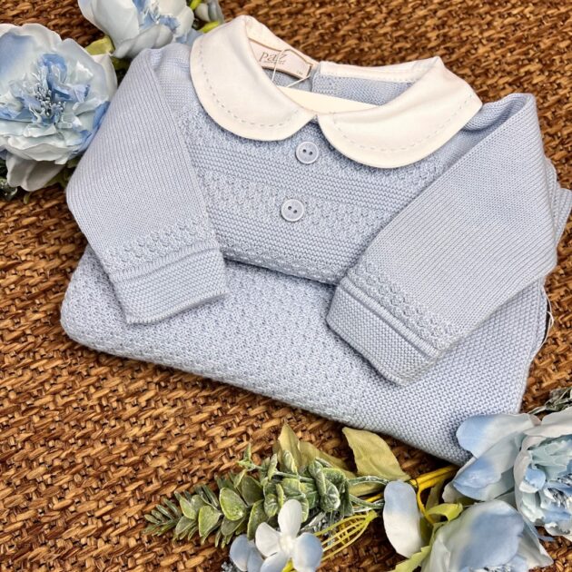 Coordinato neonato celeste con coperta, Coprifasce e cappellino 031-123414