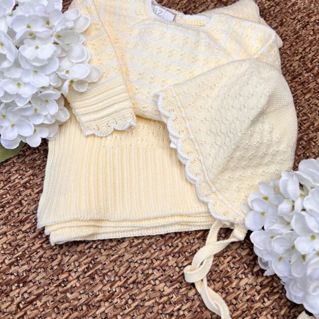 Coordinato giallo con copertina, Coprifasce e cuffietta | Filo di cotone 031-123521 PZ