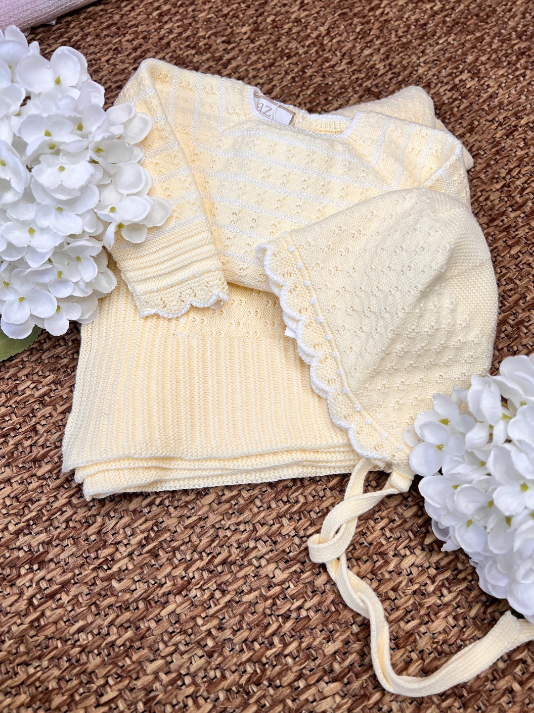 Coordinato giallo con copertina, Coprifasce e cuffietta | Filo di cotone 031-123521 PZ