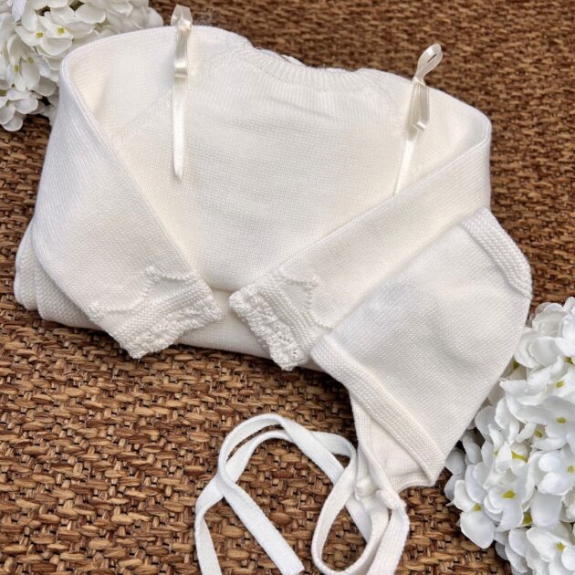 Coordinato panna con Coprifasce con ghettina e cuffietta | Filo di cotone 113-123188 Pz