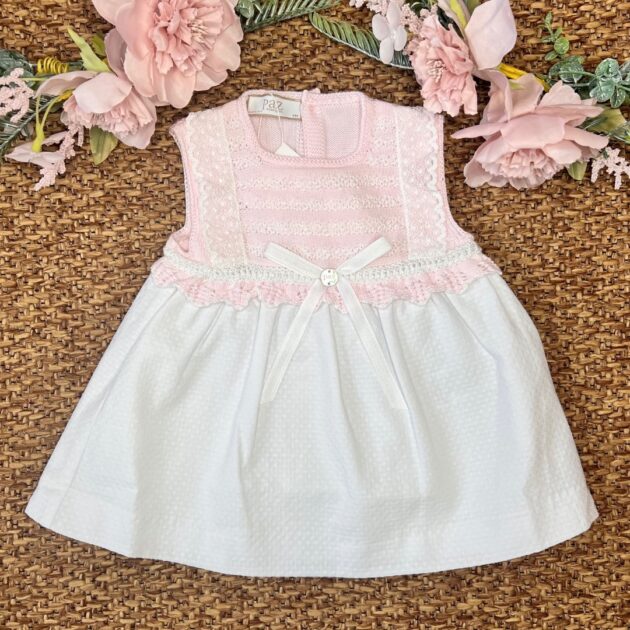 Abitino romantico bianco rosa  004-123391PZ
