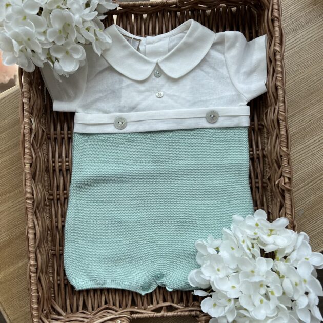 Pagliaccetto neonato con camicia Lino