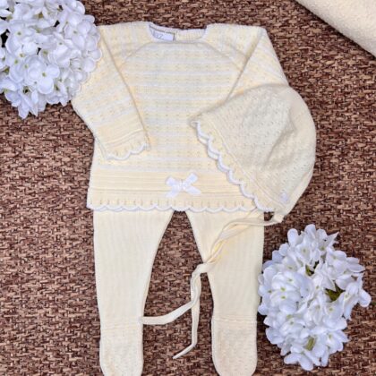 Coprifasce giallo con ghettina e cuffietta | Filo di cotone 103-123518 PZ
