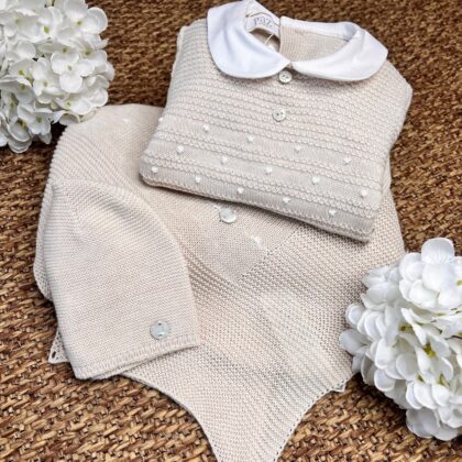 Coordinato con coperta, tutina e cappellino | Filo di cotone 029-123496