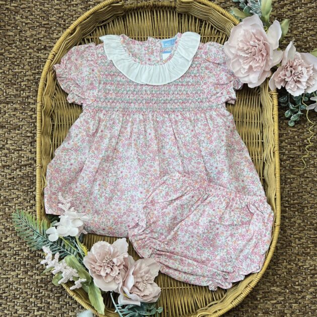 Pagliaccetto bimba liberty con punto smok e coulotte | MI