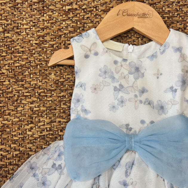 Abito cerimonia bimba con fiori e farfalle, e cardigan 0G245/00
