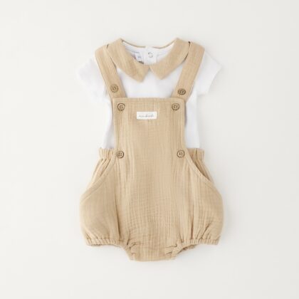 Pagliaccetto bimbo in mussola cotone con maglia body 3G646/00